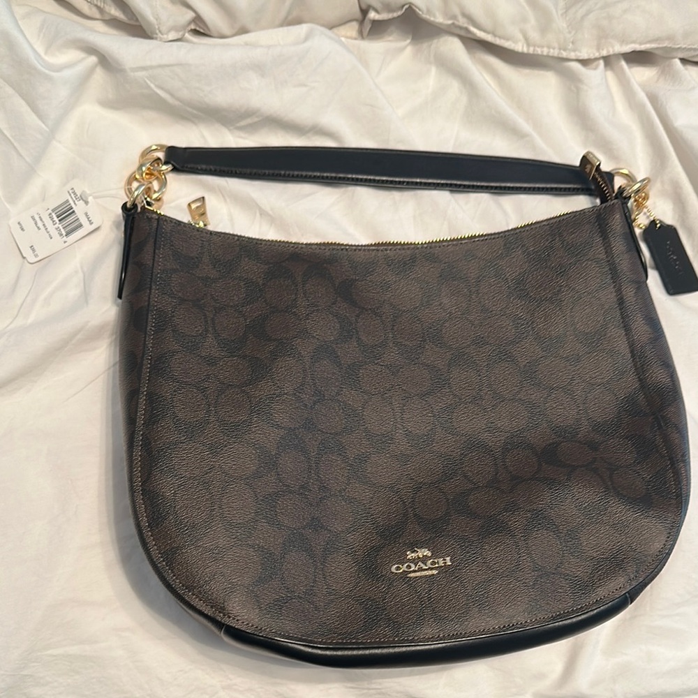 Coach Brown Hobo Bag with Signature Design